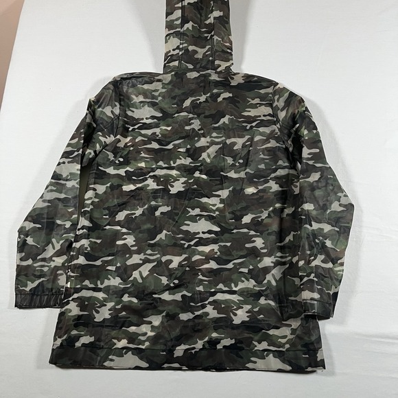 ZARA BASIC Camouflage Hooded Rain Jacket Green Black Brown Men's M Zip Casual - Picture 5 of 6